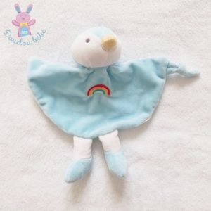 Doudou plat Canard Oiseau Pingouin bleu arc en ciel TOM & KIDDY