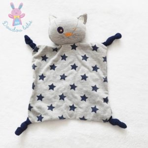 Doudou plat Chat gris bleu marine étoiles TAPE A L’OEIL TAO