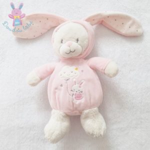 Doudou Ours déguisé en lapin blanc rose nuage étoiles MAX  & SAX