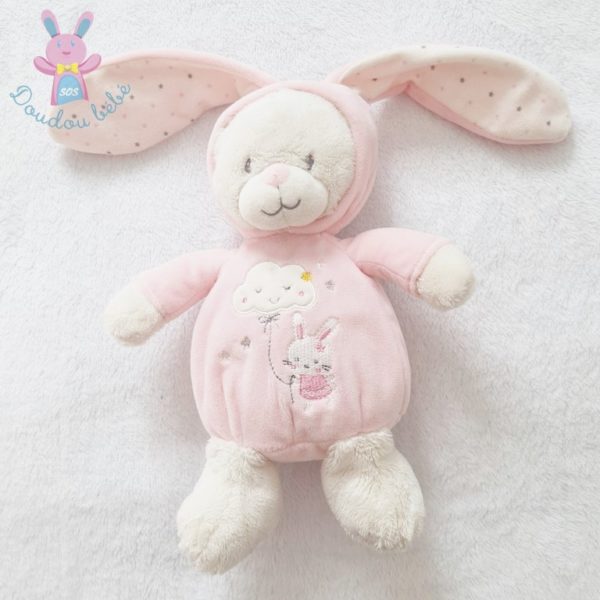 Doudou Ours déguisé en lapin rose blanc MAX & SAX