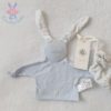 Doudou plat Lapin lange bleu blanc PETIT BATEAU