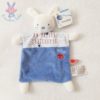 Doudou plat Lapin bleu blanc cueillette MOTS D'ENFANTS