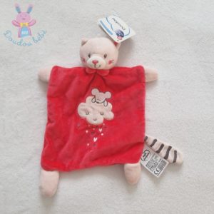 Doudou plat Chat rose souris nuage cœurs MOTS D’ENFANTS