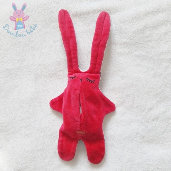 Doudou Lapin rose motif fleurs feuilles colorées oiseau CATIMINI – Image 2
