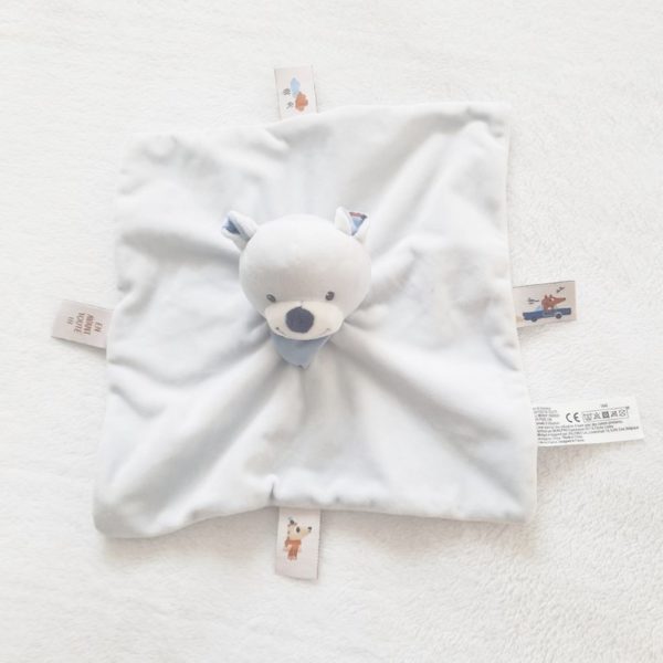 Doudou plat Ours bleu voiture "En avant toute" BOUT'CHOU
