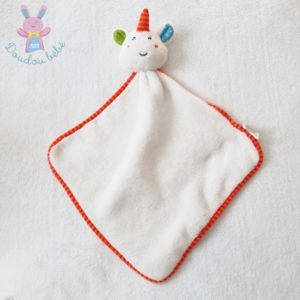 Doudou plat Licorne blanc rayé BABY CUDDLE JURONG ACTION