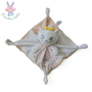Doudou plat Chat Marie Aristochats rose blanc doré DISNEY