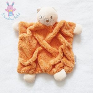 Doudou plat Chat beige orange plume KALOO