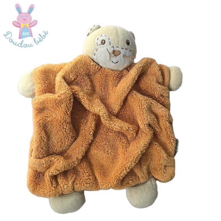 Doudou plat Chat plume orange KALOO