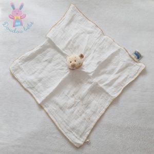 Doudou plat Ours lange blanc beige étoiles lune NOUKIE’S