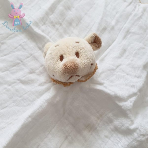 Doudou plat Ours lange blanc beige étoiles lune NOUKIE'S – Image 2