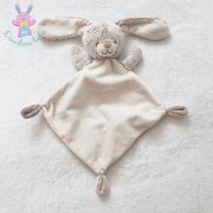 Doudou plat Lapin blanc et beige chiné TEX