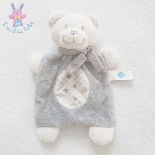 Doudou plat Ours gris blanc étoiles TEX