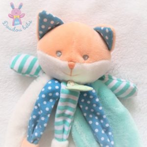 Doudou Renard Poupi bleu vert blanc pois BABY NAT