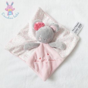 Doudou plat Souris “mon petit amour” rose gris PAT & RIPATON LA HALLE