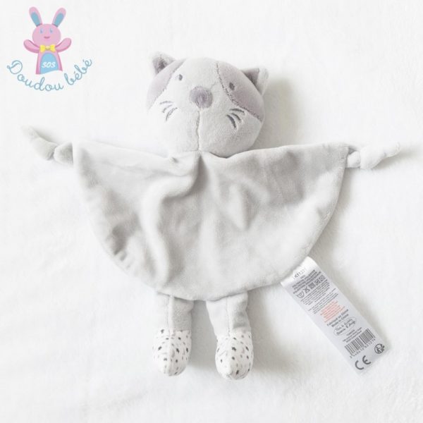 Doudou plat Chat gris étoiles TOM & KIDDY