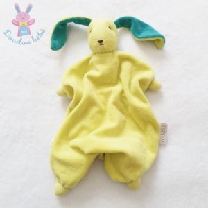 Doudou plat lapin éponge vert fluo et foncé PEPPA