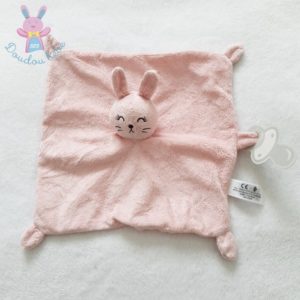 Doudou plat Lapin rose pâle attache tétine SIMBA TOYS