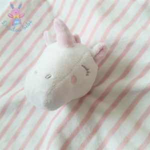 Doudou plat Licorne rayé rose et blanc PRIMARK