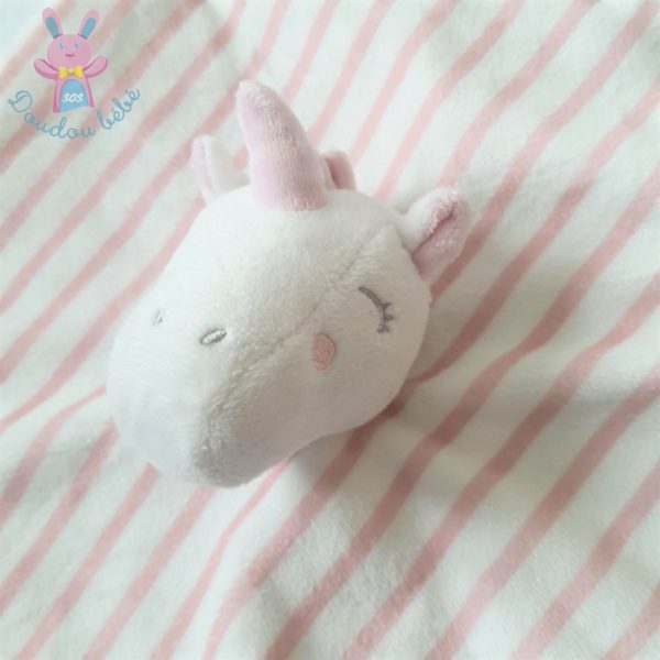 Doudou plat Licorne rayé rose et blanc PRIMARK – Image 2