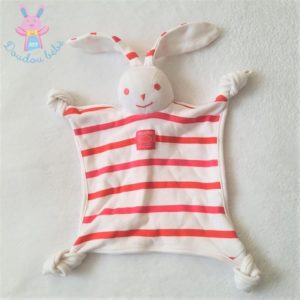 Doudou plat Lapin marin coton rayé rouge blanc WEEK-END A LA MER