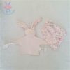 Doudou plat Lapin coton rose fleurs PETIT BATEAU