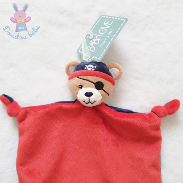 Doudou plat Ours pirate rouge bleu marine BABY LOVE – Image 2