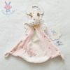 Doudou plat Licorne rose blanc NICOTOY