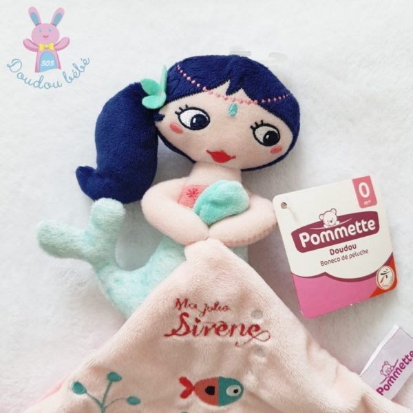 Doudou ma jolie Sirène mouchoir rose poissons POMMETTE – Image 2