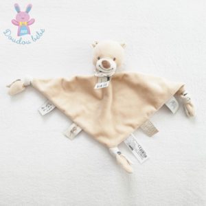 Doudou plat Ours beige blanc “mes petits amis de la savane” BOUT’CHOU