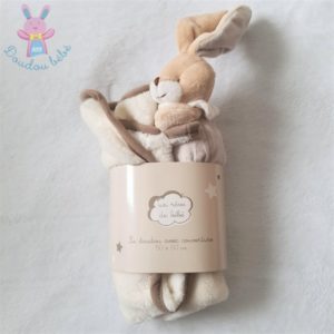 Doudou Lapin beige crème couverture blanc Un rêve de bébé