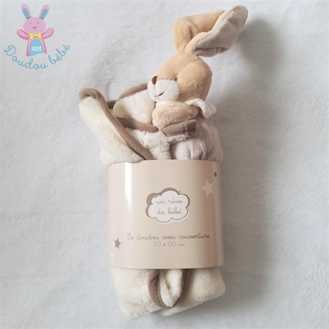 Doudou mouchoir lapin en velours pour bébé