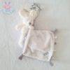 Doudou Lapin mouchoir blanc gris VIB