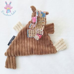 Doudou plat Cheval Ogalos côtelé marron beige LES DEGLINGOS