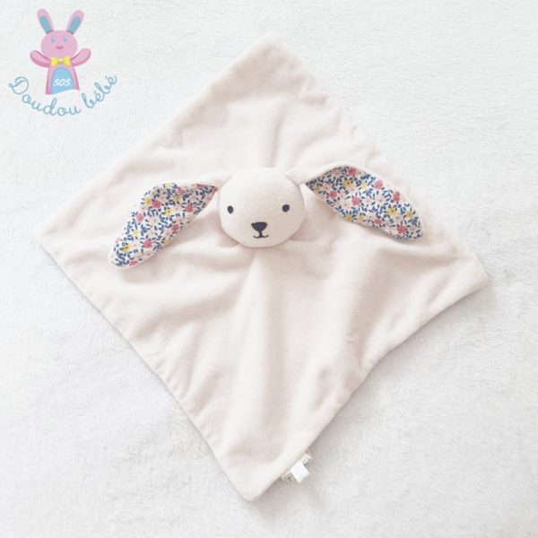 Doudou plat Lapin blanc fleurs colorées BOUT'CHOU – Image 2