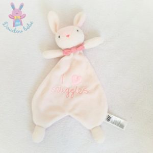 Doudou plat Lapin blanc rose « I love snuggles » cœur H&M