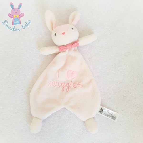 Doudou plat Lapin blanc rose H&M