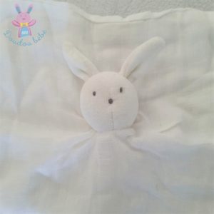 Doudou plat Lapin lange coton blanc DU PAREIL AU MEME DPAM