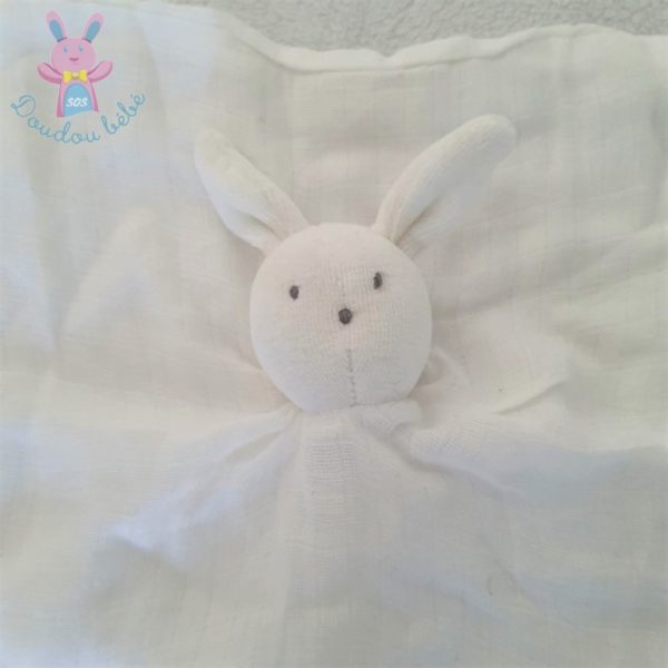Doudou plat Lapin lange coton blanc DU PAREIL AU MEME DPAM – Image 2