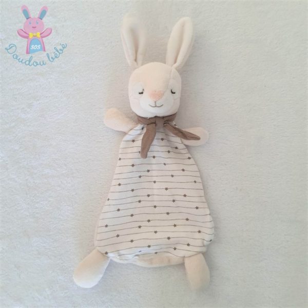 Doudou plat Lapin blanc écru étoiles H&M