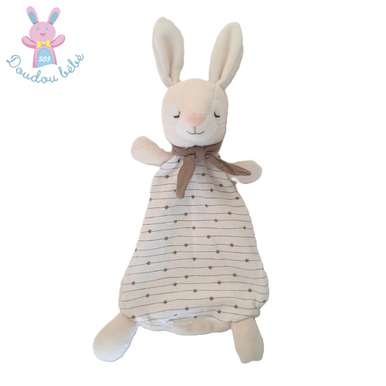 Doudou plat Lapin blanc écru étoiles H&M