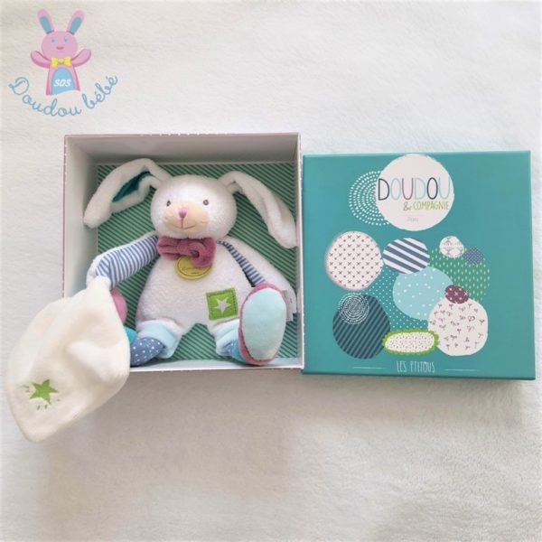 Doudou Lapin mouchoir Les Ptitous DOUDOU ET COMPAGNIE