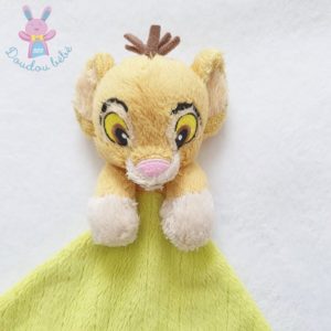 Doudou plat Roi Lion Simba vert jaune soleil DISNEY