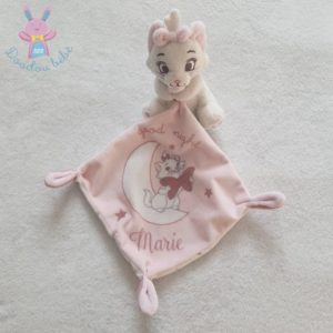 Doudou Chat Marie mouchoir rose blanc “Good Night Marie” DISNEY