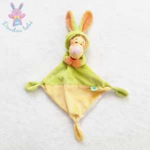 Doudou plat Tigrou déguisé en Lapin vert jaune orange DISNEY