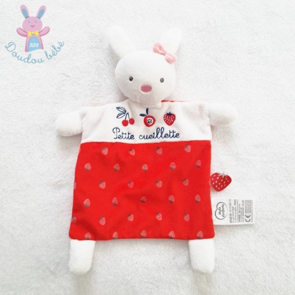 Doudou plat Lapin petite cueillette MOTS D'ENFANTS