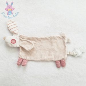 Doudou plat Chien Koko la lune beige rayé rouge MOULIN ROTY