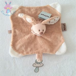 Doudou plat Lapin Cappuccino beige blanc NATTOU