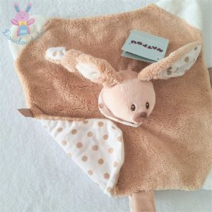 Doudou plat Lapin Cappuccino beige blanc pois NATTOU