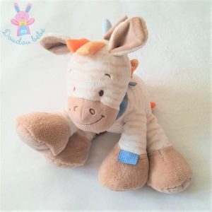 Doudou Zèbre Arthur beige blanc bandana bleu NATTOU